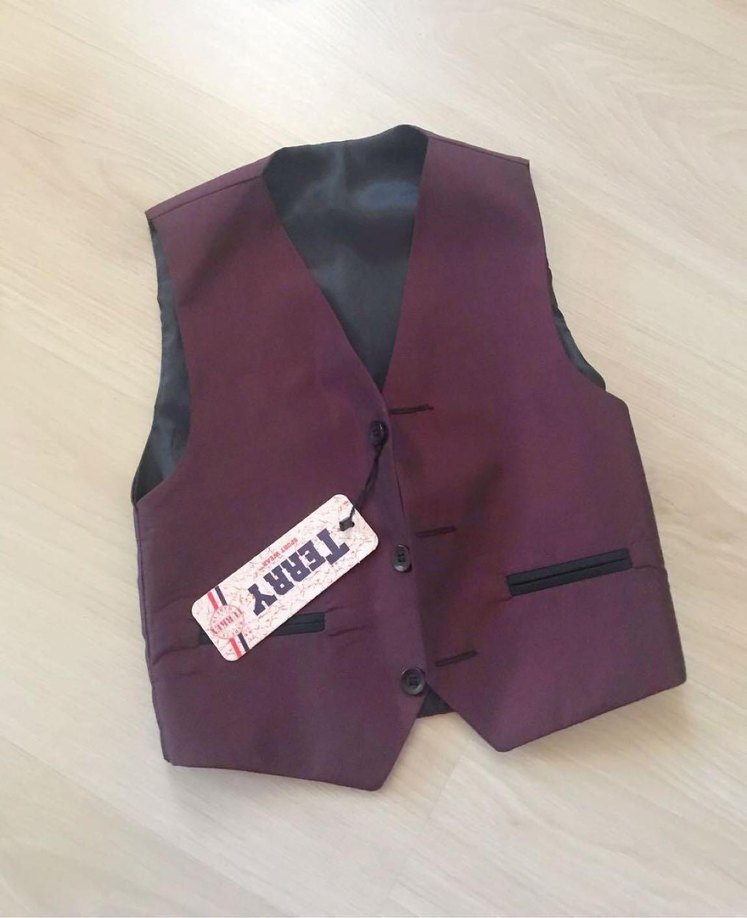 2 Yaş Bordo Kolsuz Çocuk Yelek ve Siyah Pantolon Takımı - Görsel 2