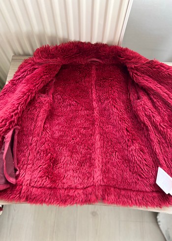 Bordo Kürklü çocuk Ceket - Görsel 4