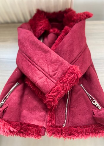 Bordo Kürklü çocuk Ceket - Görsel 3