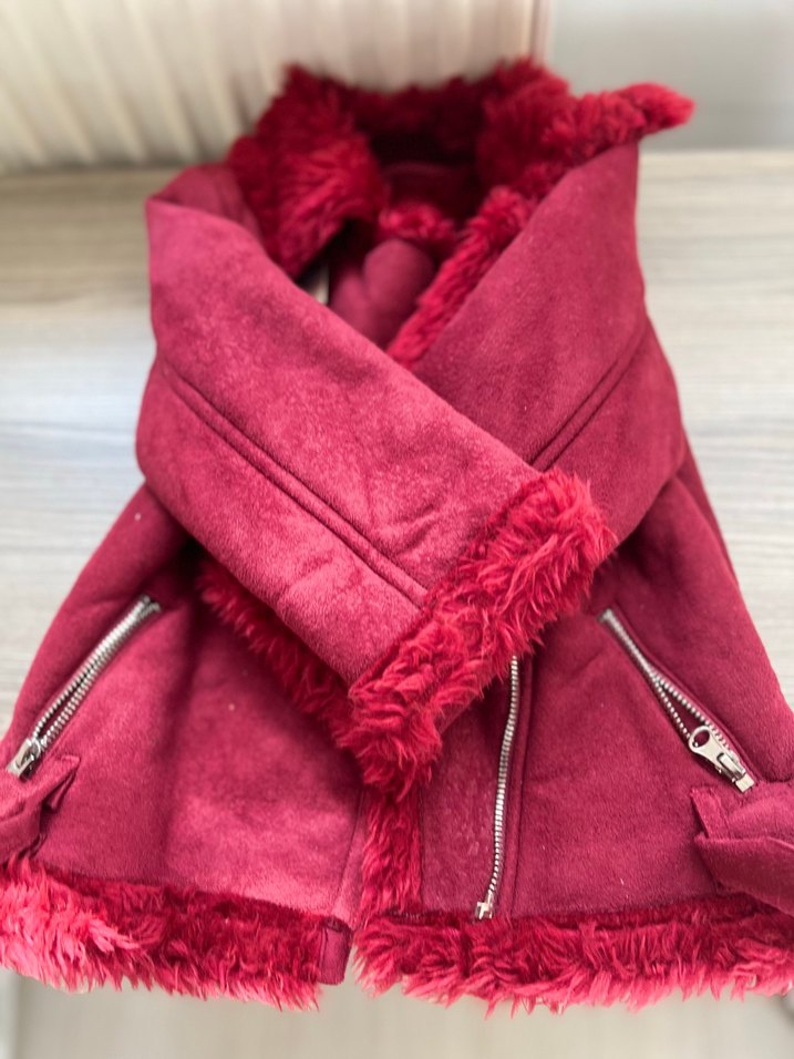Bordo Kürklü çocuk Ceket - Görsel 3