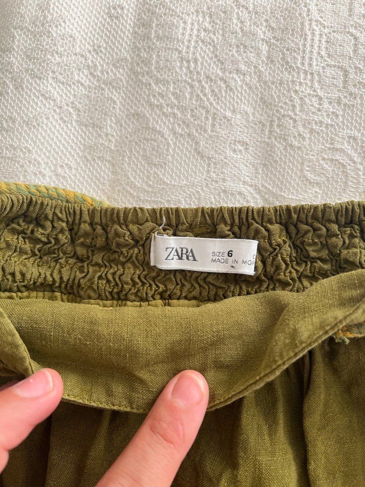 Zara Kemerli Haki Mini Keten Etek 6 yaş - Görsel 2