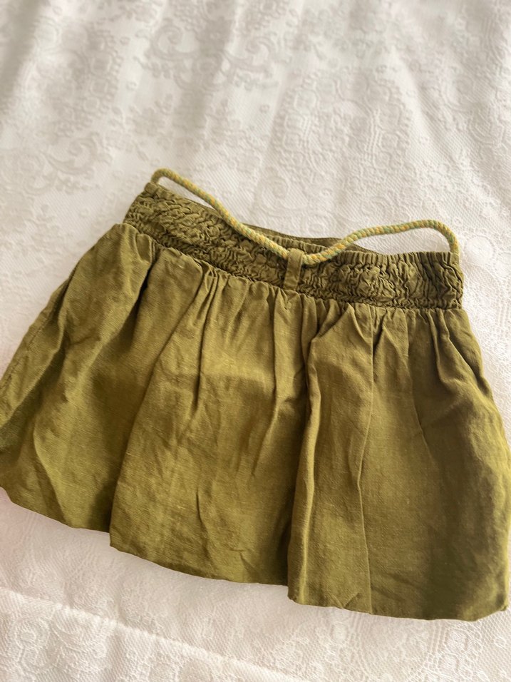 Zara Kemerli Haki Mini Keten Etek 6 yaş - Görsel 3