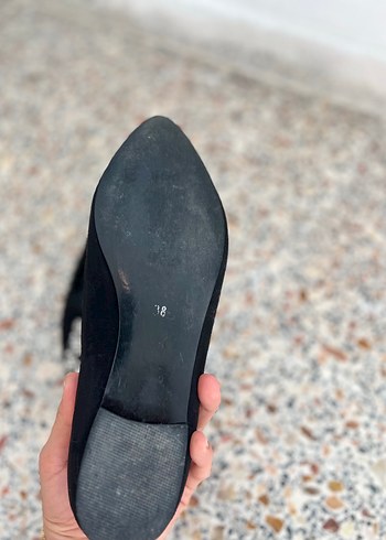 38 Beden siyah Renk Marcatelli Siyah Parlak Taşlı Topuklu Kadın Babet