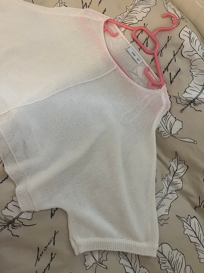 Beyaz Oversize Örgü Kadın Kazak - Görsel 2