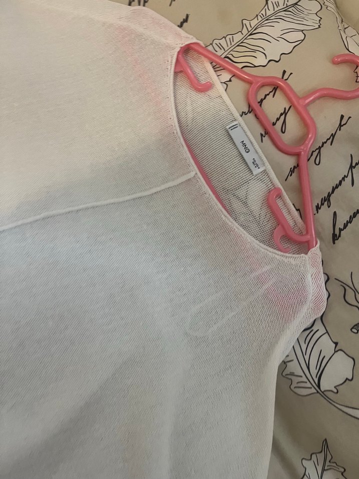 Beyaz Oversize Örgü Kadın Kazak - Görsel 5