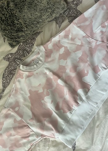 l Beden pembe Renk Pembe Pastel Batik Desenli Kadın Sweatshirt Adidas