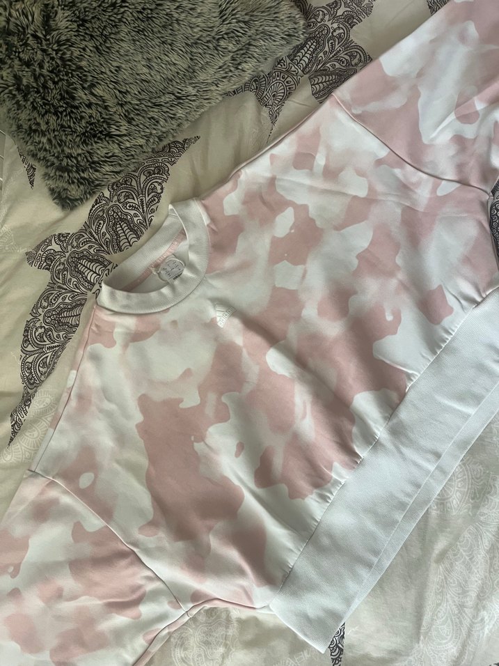 Pembe Pastel Batik Desenli Kadın Sweatshirt Adidas - Görsel 4