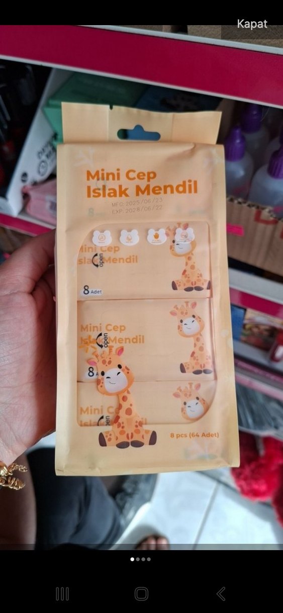 Yeşil Fil Desenli Mini Cep Islak Mendil - Görsel 3