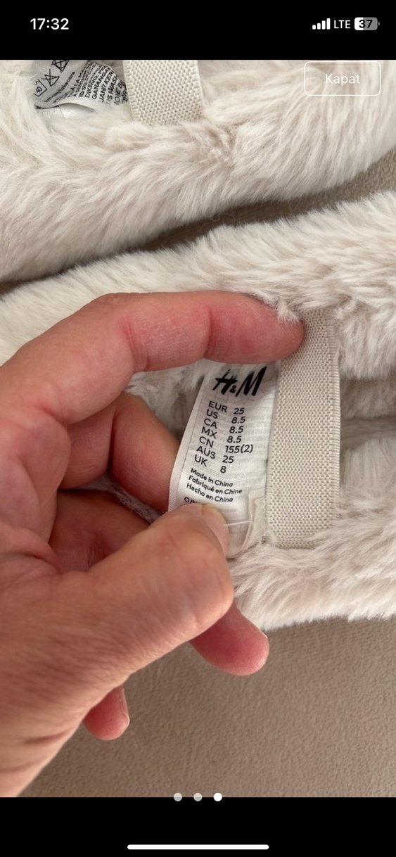 Kız Çocuk Beyaz Kürklü Sıcak Ev Terliği - Görsel 3