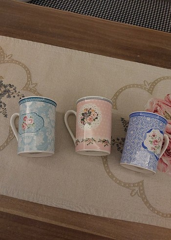 English Home Pastel Renkli Desenli Porselen Kupa Seti