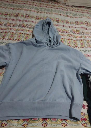 s Beden mavi Kapüşonlu Kadın Sweatshirt