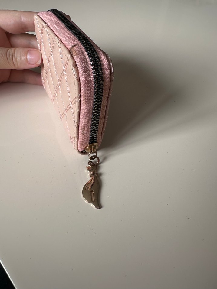 Pembe Deri Kapitone Fermuarlı Kadın Cüzdanı - Görsel 4