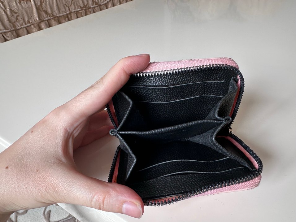 Pembe Deri Kapitone Fermuarlı Kadın Cüzdanı - Görsel 5