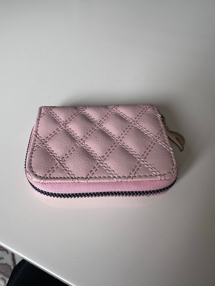 Pembe Deri Kapitone Fermuarlı Kadın Cüzdanı - Görsel 3