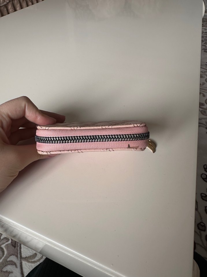 Pembe Deri Kapitone Fermuarlı Kadın Cüzdanı - Görsel 2