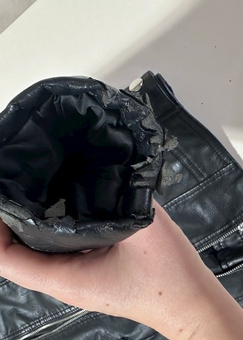 Siyah Deri ceket - Görsel 5