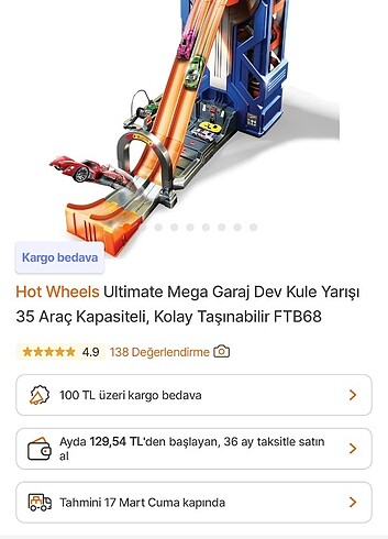 Hotwheels Mega Garaj Dev Kule Yarışı