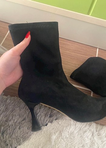 37 Beden siyah Renk Siyah Süet Stiletto Topuklu Kadın Bot