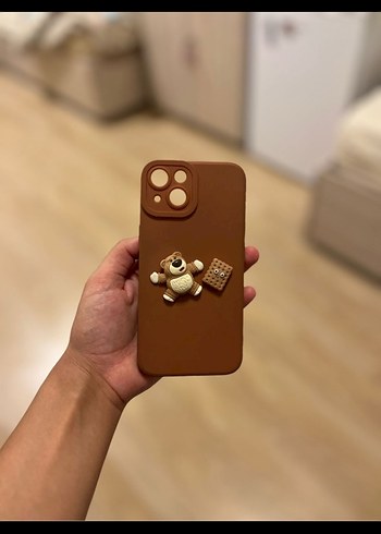 Düğmeli Kahverengi Bohem Telefon Kılıfı