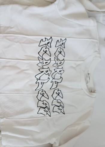 Beyaz Baskılı Kadın Kısa Kollu Sweatshirt