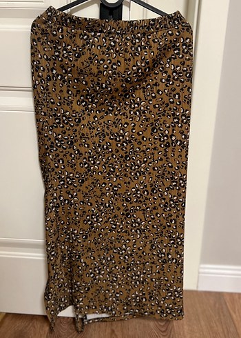 Kadın Drapeli Kahverengi Yılan Desenli midi etek - Görsel 4