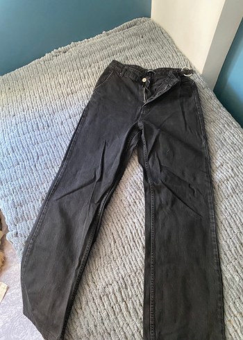 Diğer Siyah Bol Kesim Kadın Denim Pantolon
