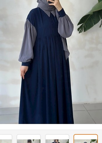 Uzun Kollu, Salaş Kesim Mavi Elbise - Görsel 4