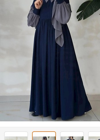 Uzun Kollu, Salaş Kesim Mavi Elbise - Görsel 2