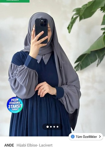 Uzun Kollu, Salaş Kesim Mavi Elbise - Görsel 5