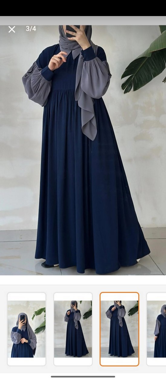 Uzun Kollu, Salaş Kesim Mavi Elbise - Görsel 3