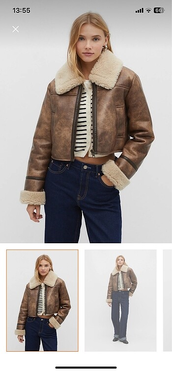 Stradivarius Stradivarius Suni Yünlü Biker Ceket