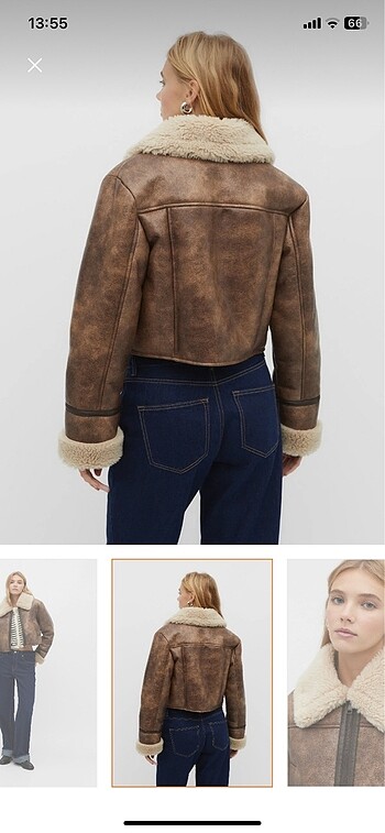 l Beden Stradivarius Suni Yünlü Biker Ceket