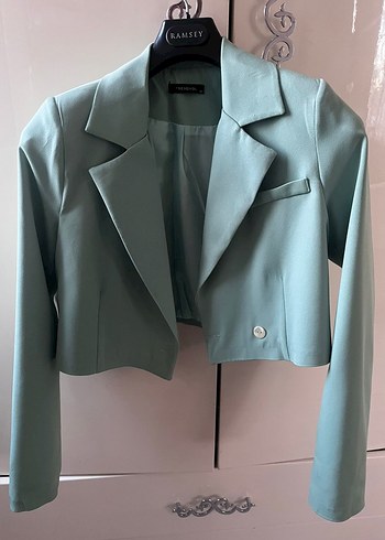 Düğmeli Pastel Renk Kadın Blazer Ceket - Görsel 2