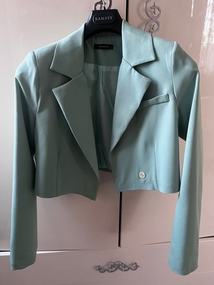 Düğmeli Pastel Renk Kadın Blazer Ceket - Görsel 2