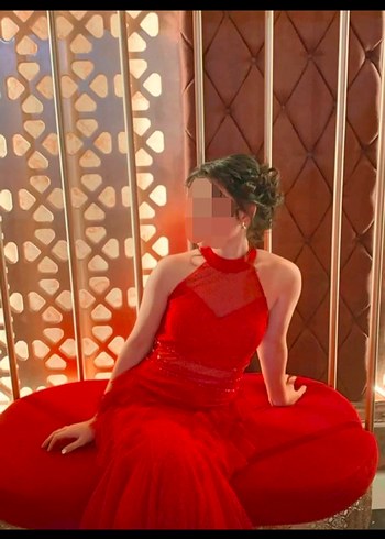 Uzun Parlak Kırmızı Drapeli Abiye Elbise - Görsel 2