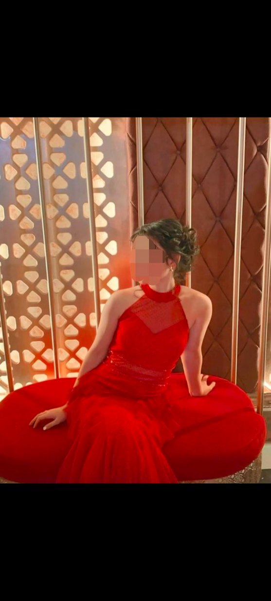 Uzun Parlak Kırmızı Drapeli Abiye Elbise - Görsel 2