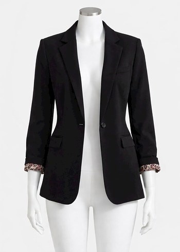 Siyah Düğmeli Kadın Blazer Ceket - Görsel 2