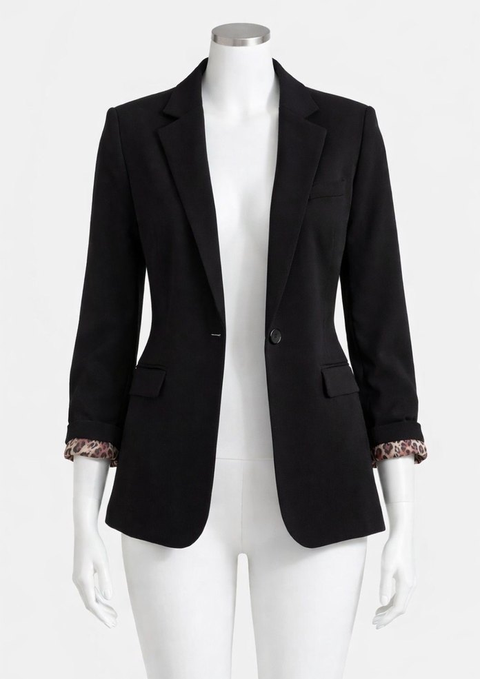 Siyah Düğmeli Kadın Blazer Ceket - Görsel 2