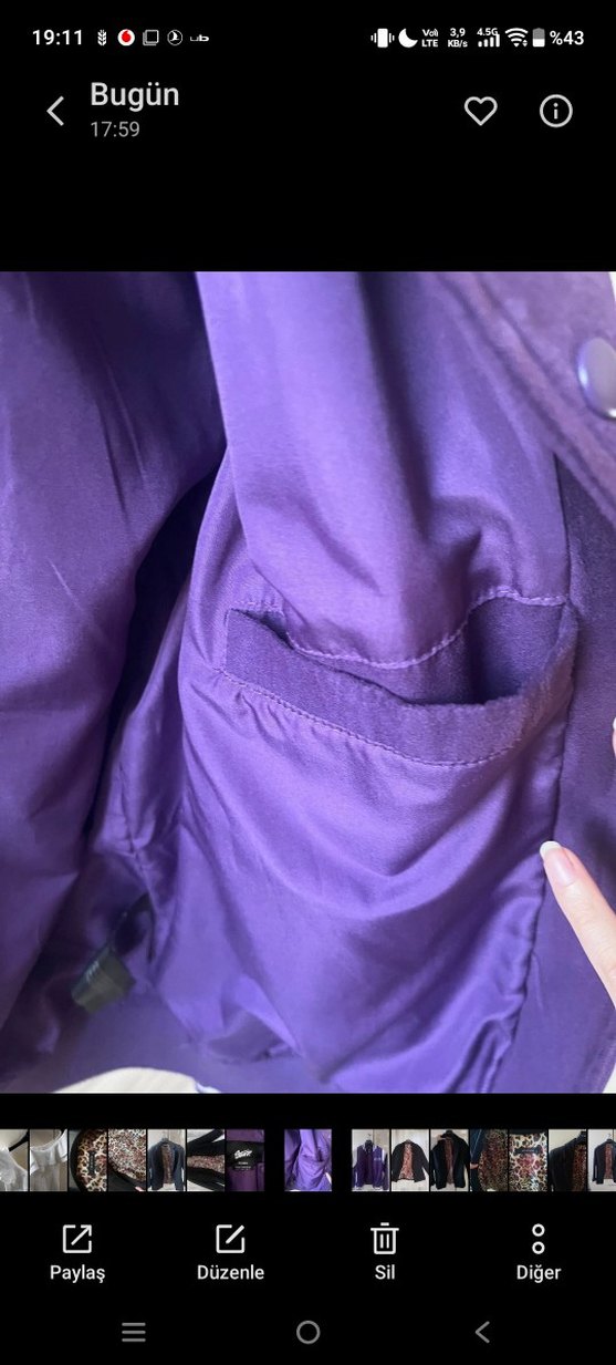 Mor unisex Spor Ceket Fermuarlı - Görsel 3