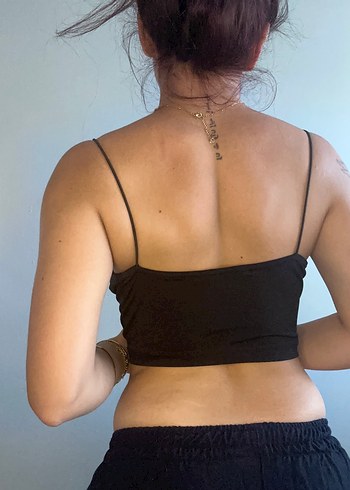 İnce Askılı Siyah Midi crop