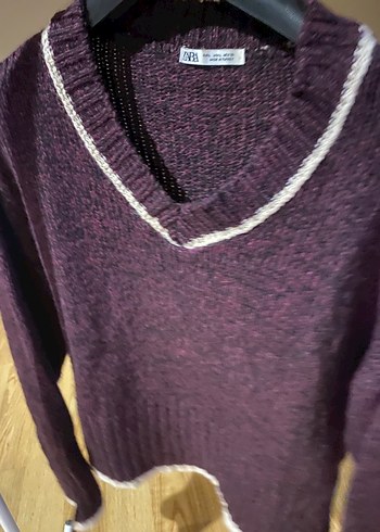 Bordo V Yaka Triko Kadın Kazak - Görsel 2