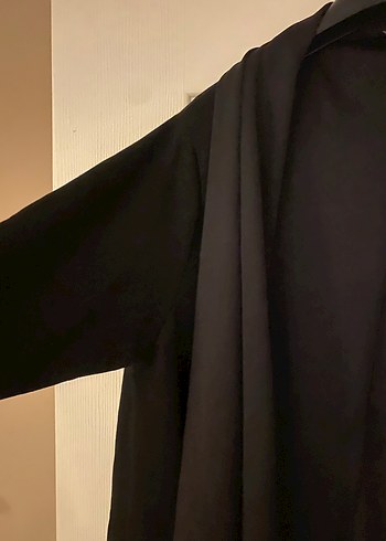 Siyah Midi Kadın Panço modal kumaş - Görsel 3