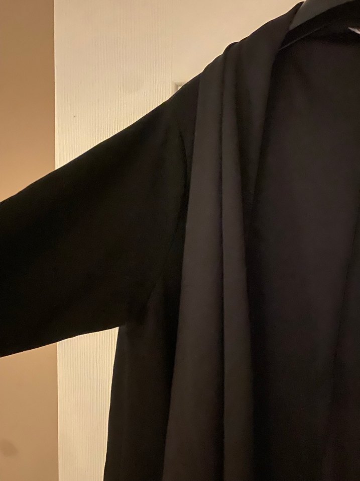 Siyah Midi Kadın Panço modal kumaş - Görsel 3