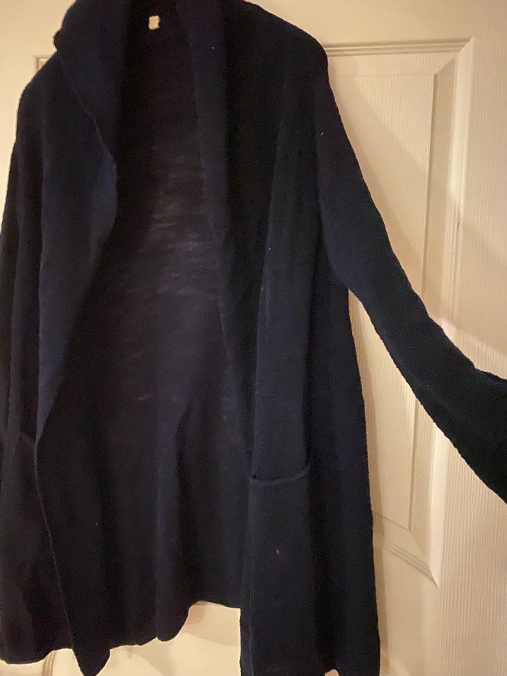 Lacivert Rahat Kesim floş kapişonlu hırka - Görsel 2