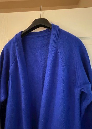 Uzun Lacivert Kadın Triko Hırka - Görsel 3