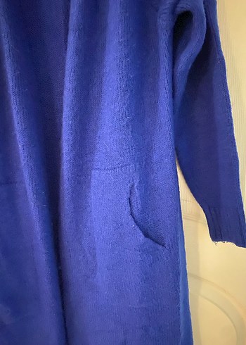 Uzun Lacivert Kadın Triko Hırka - Görsel 2