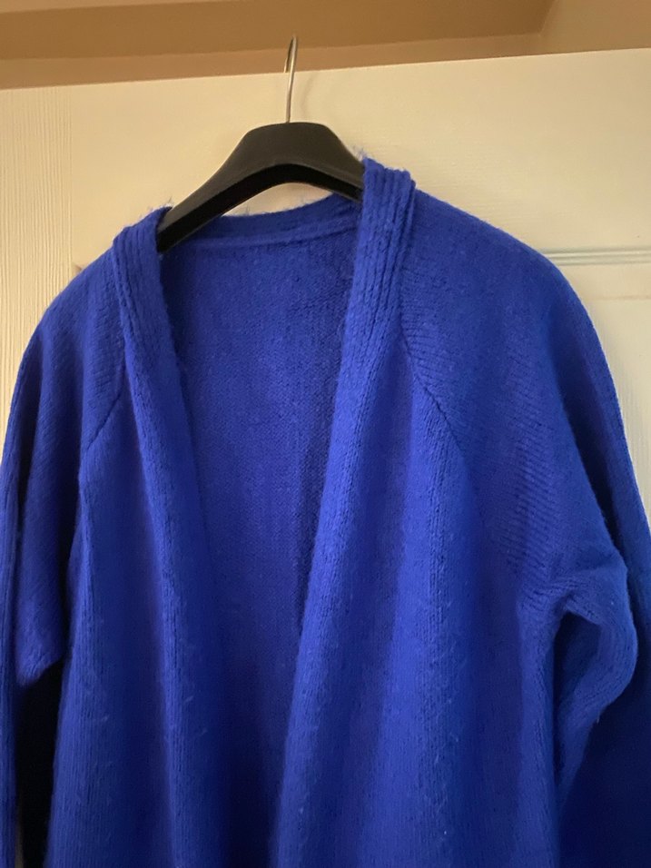 Uzun Lacivert Kadın Triko Hırka - Görsel 3