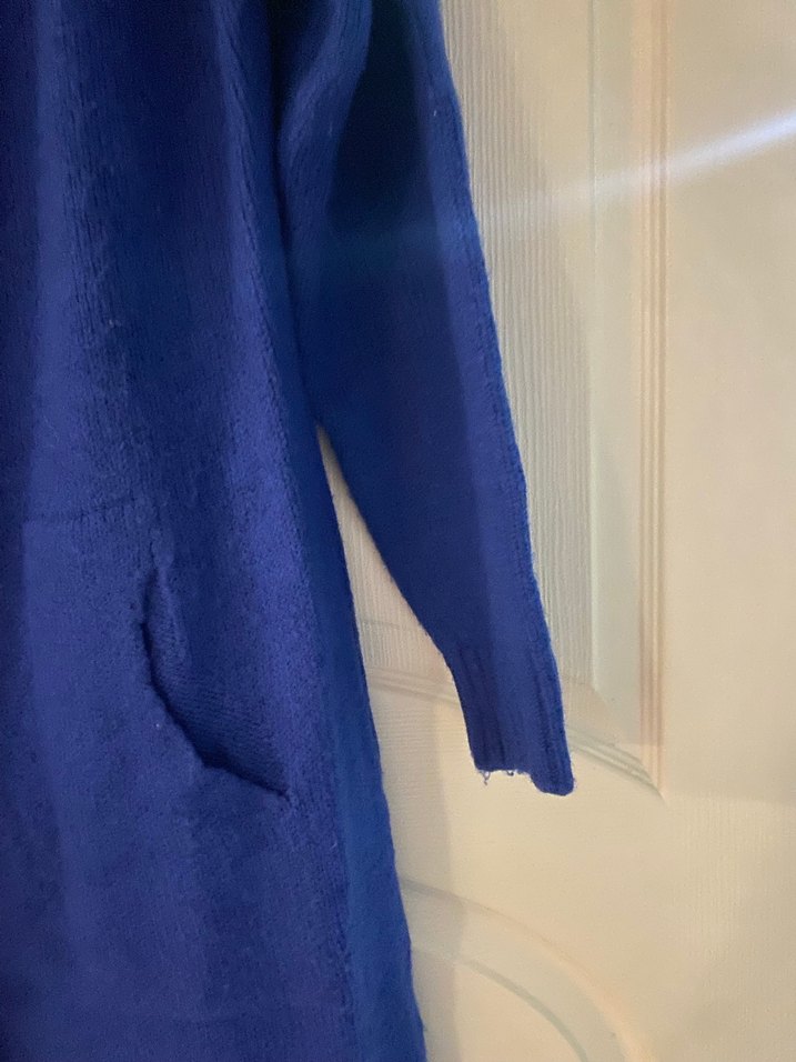 Uzun Lacivert Kadın Triko Hırka - Görsel 4