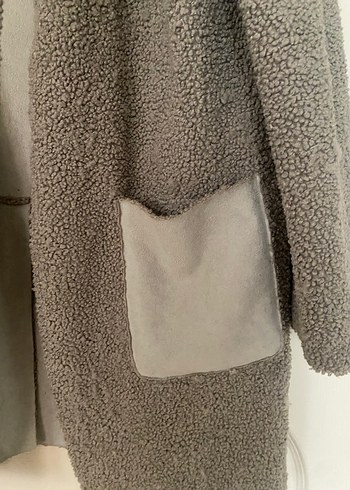 Gri Midi Boy Kadın Yün Kaban - Görsel 4