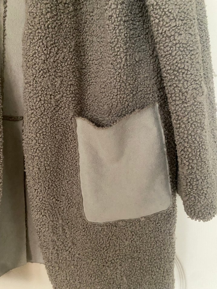 Gri Midi Boy Kadın Yün Kaban - Görsel 4